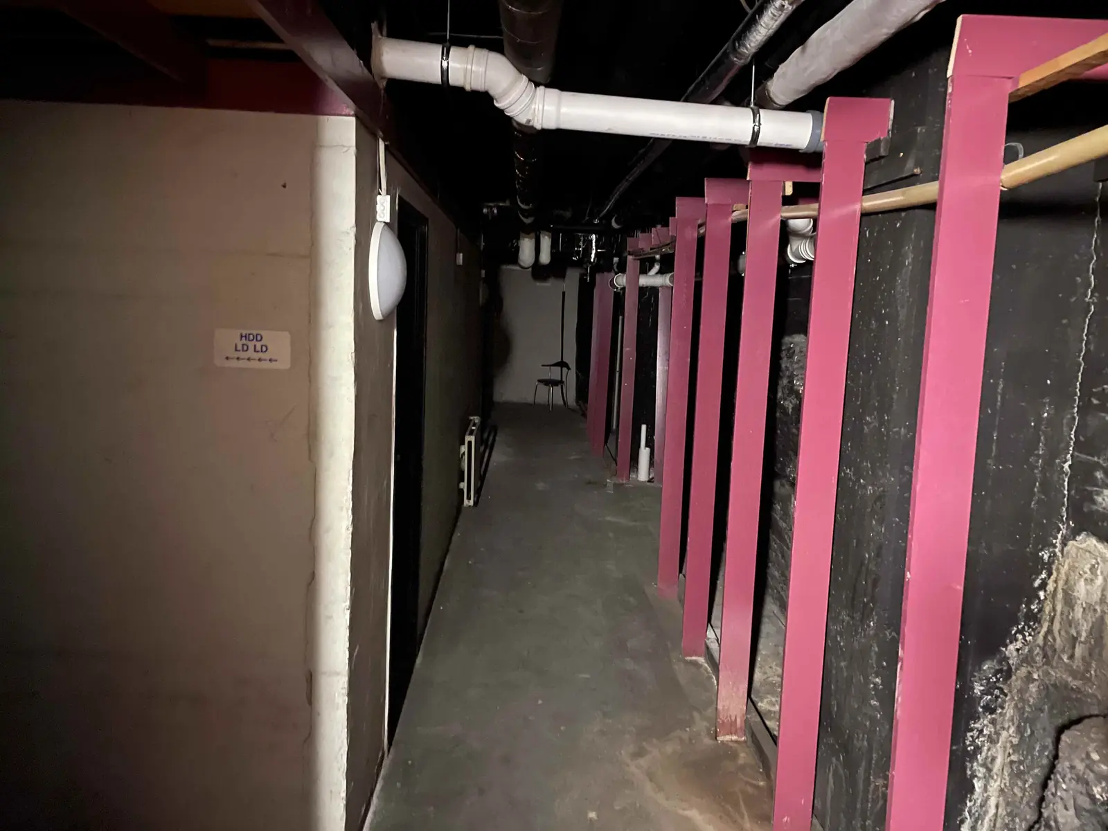 Staff changing area near ground level