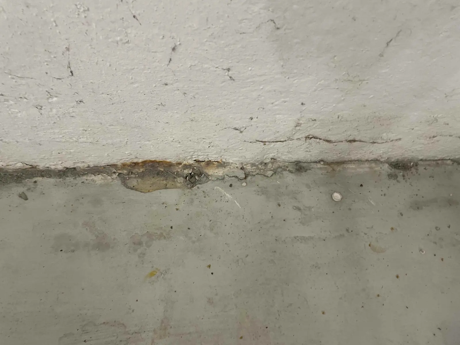 Wall-to-floor joint in ground-contact construction