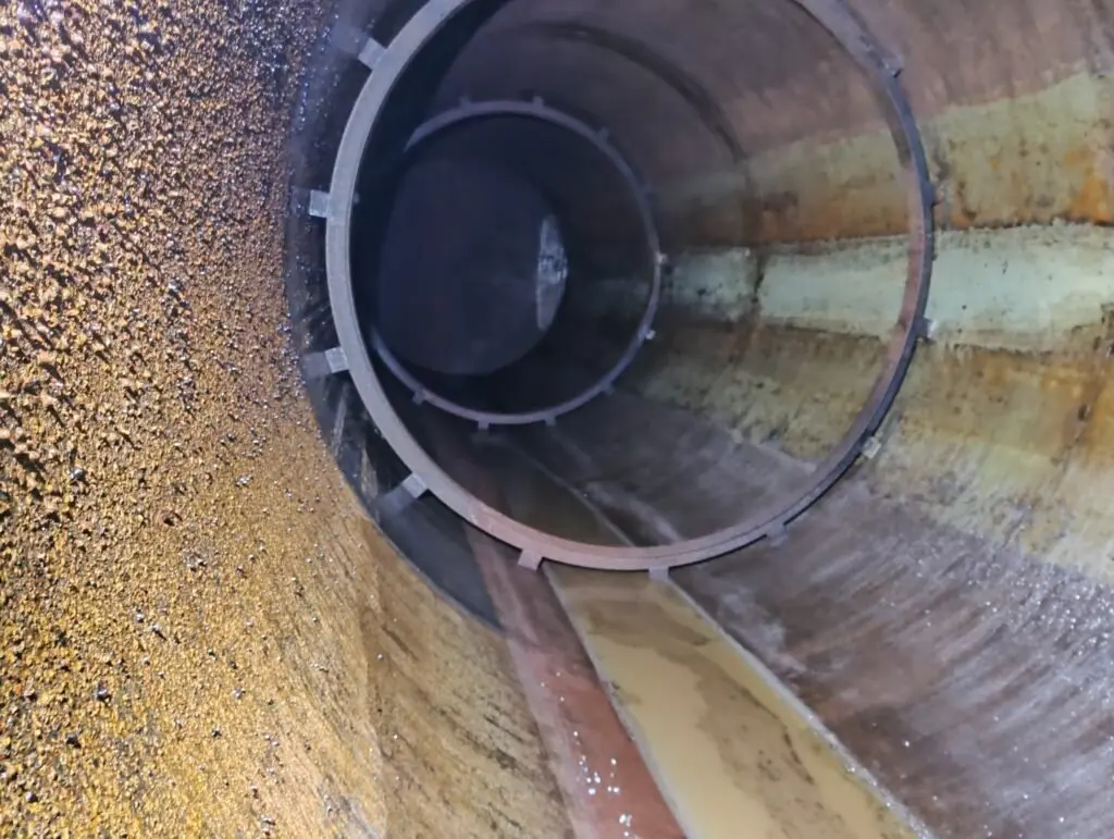 Inside a tank during a condition investigation