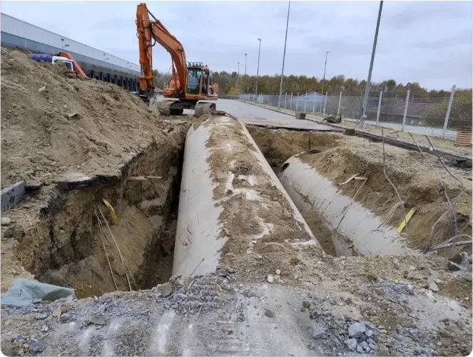 Underground tanks exposed during excavation